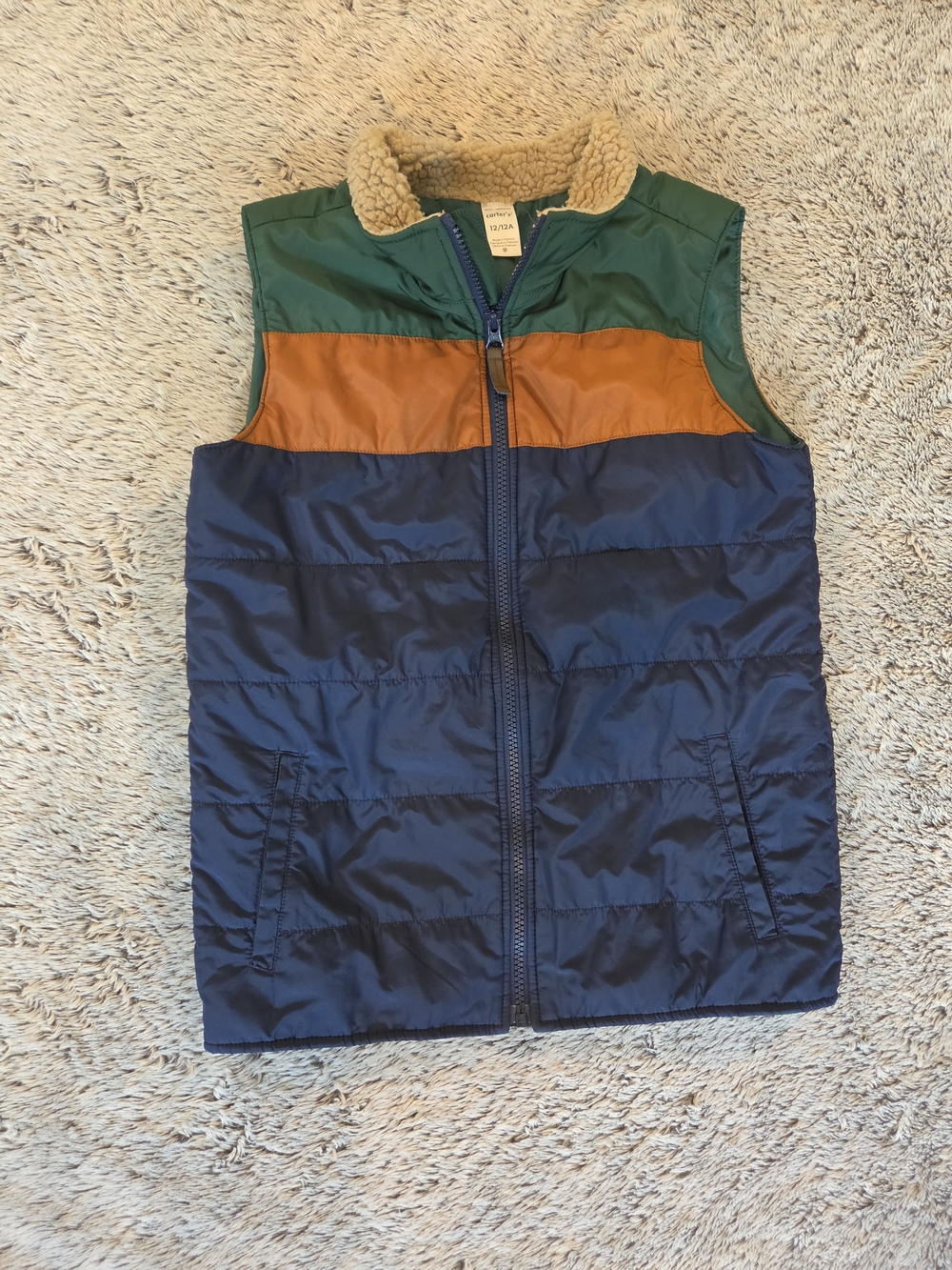 Carter's Colorblock Zip-Up Puffer Vest Boys 12 Blue & Green